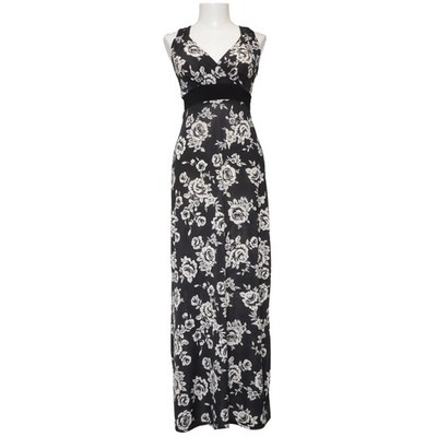Progress, Maxikleid, Größe: M, Schwarz/Weiß, Elasthan/Polyester, Blumen #8TR