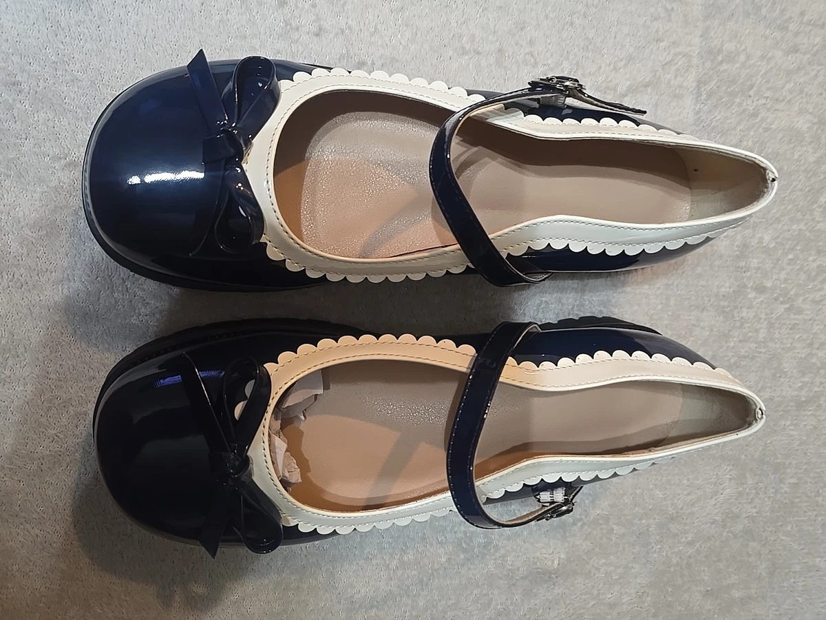 Holibanna Scarpe Mary Janes Donna - Pelle Sintetica Con Fibbia E Fiocco, Punta Tonda, Tacco 4cm, Colore Nero