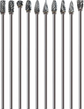 Long Carbide Burr Set 10pcs 1/8" Shank 4.4" Long Die Grinder Bits Metal Porting