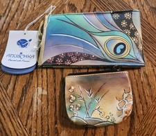 Anushka Hand-Painted Clutch Signed With Tags And Signed Coin Purse Unused GC