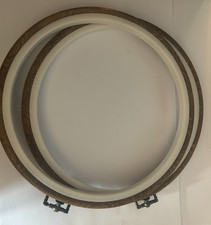 2X Embroidery Flexi Hoop Round Cross Stitch Display Wood Effect 20cm diameter