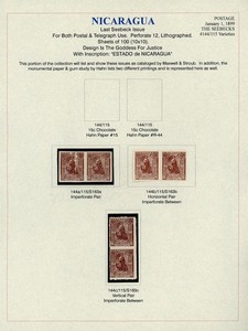 NICARAGUA BYERLEY Specialized Album Page Lot #8 IMPERF & IMPERF BETWEEN $$$