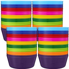 Plastic Bowls 10 oz Cereal Snack Microwave Dishwasher Safe Bowls Colorful Sna...