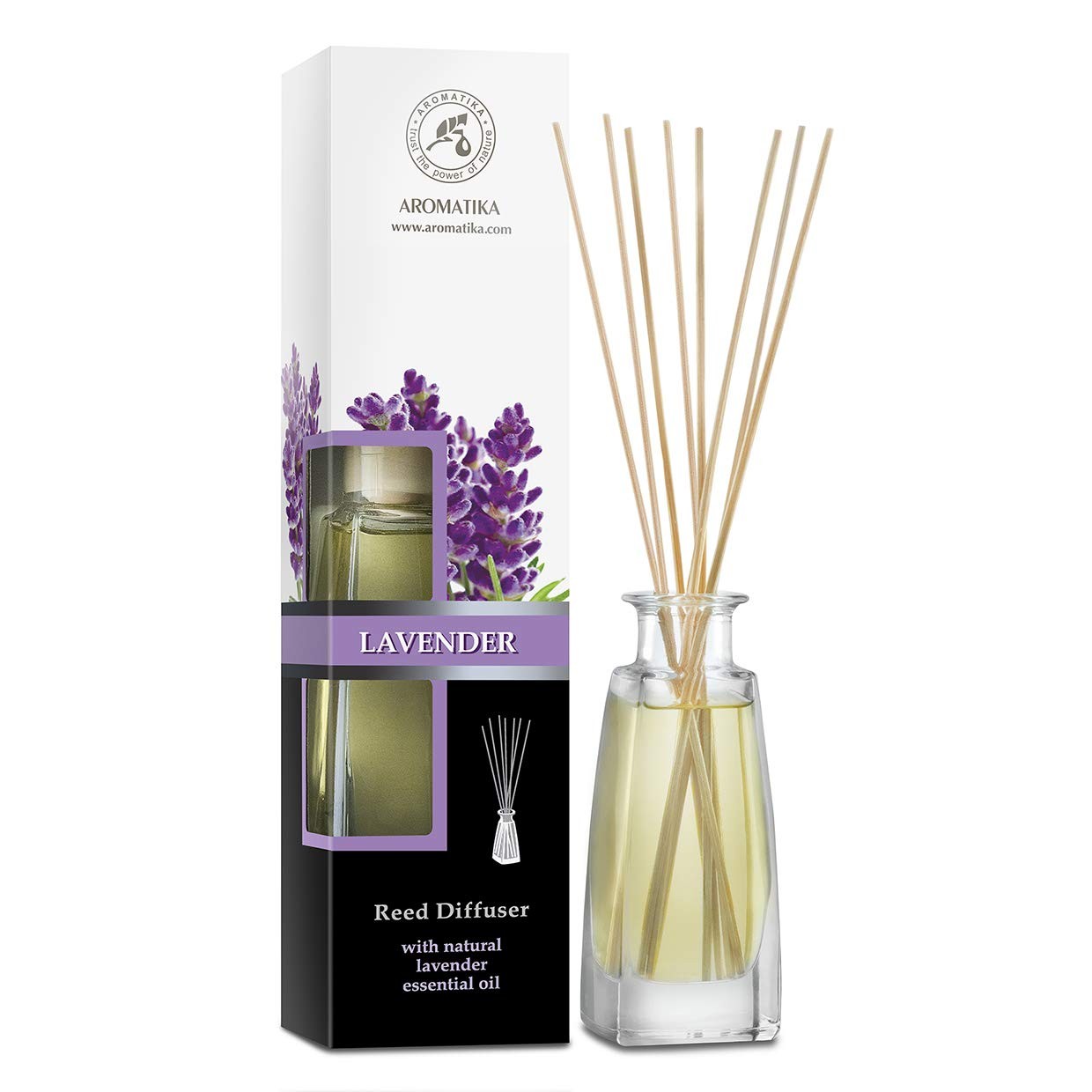 Reed Diffuser with Natural Essential Oil Lavender 3.4 Fl Oz - Lavanda Diffuse...