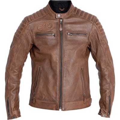 Mens Motorcycle Jacket L - John Doe Storm - Biker Retro Leather Jacket - Brown