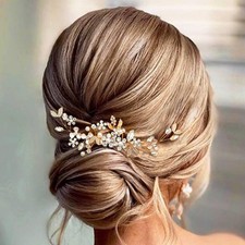 Crystal Bride Wedding Hair Comb Rhinestone Bridal Hair Piece Flower Hair Acce...