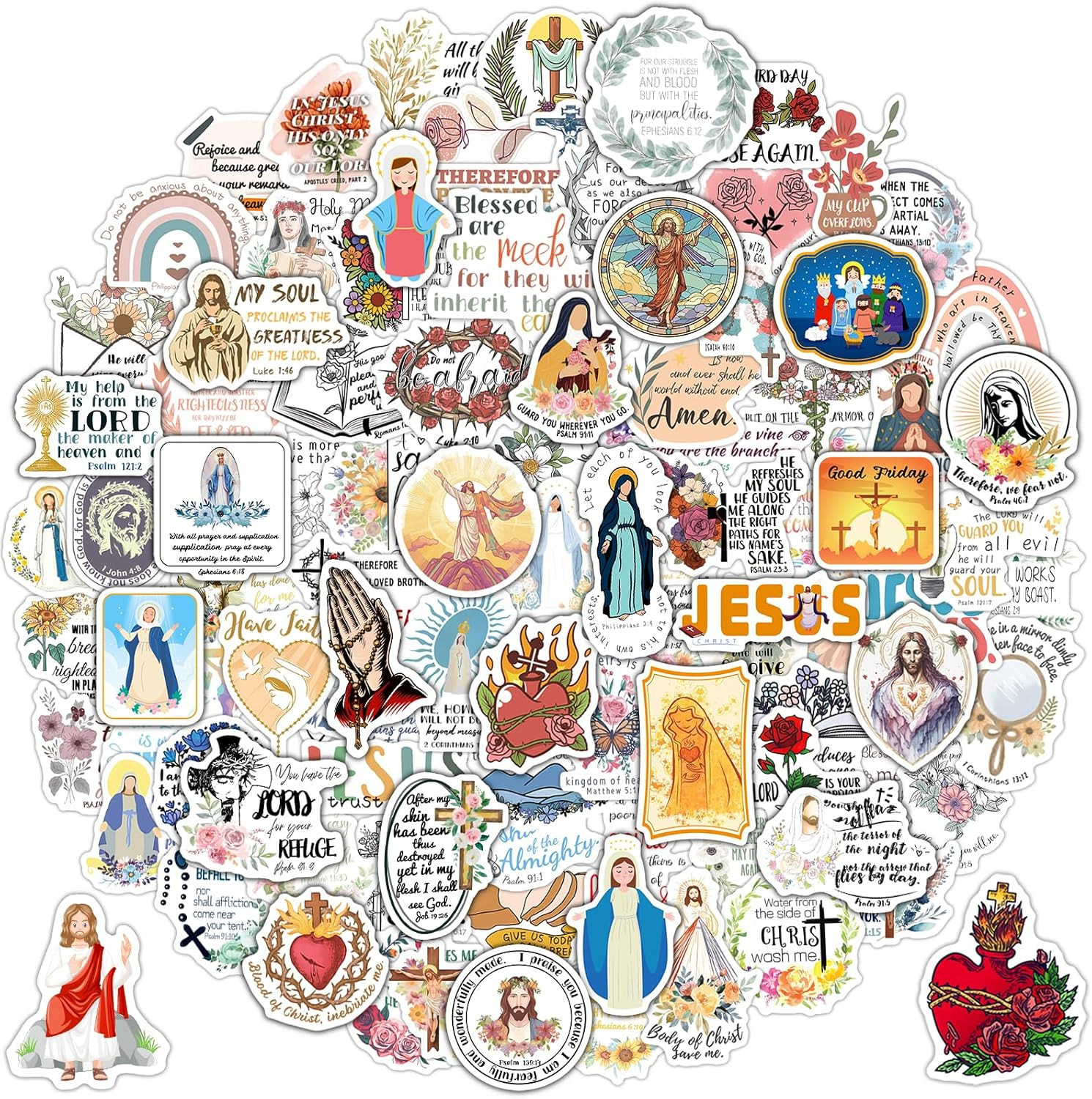 200 Pcs Catholic Stickers for Water Bottles, Jesus Bible Verse Stickers for Kids