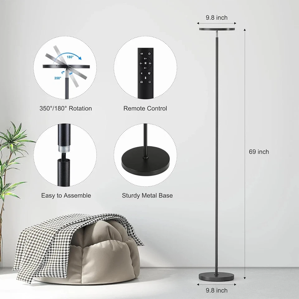 SUNMORY Floor Lamps for Living Room, 32W/3000LM Super Bright LED Floor Lamp w... - Image 3 of 4