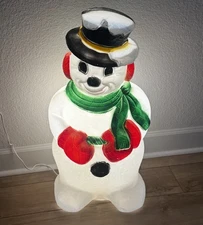 Vintage General Foam Plastics Corp 30” Tall Frosty The Snowman Blow Mold Working