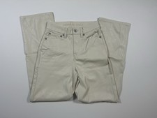 American Eagle Beige 00 S Pants Curvy Faux Leather Boot Crop Stretch Vegan 109
