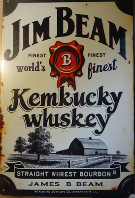 JIM BEAM WHISKEY   RETRO BLECHSCHILD  20 x 30 cm