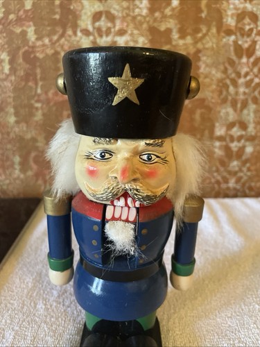 Lot 28 - Vintage Wooden Nutcracker Soldier, Molded, Realistic Face. 8” Tall - Picture 7 of 9
