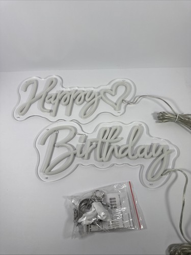 Happy Birthday LED Neon Sign With Dimmer Powered Party Wall Decor Light