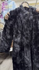 Vintage Faux Fur Coat Black Long Heavy Winter Jacket