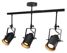 Industrial Retro GU10 Ceiling Spotlight Bar 3 Lamp Black Metal Adjustable Track