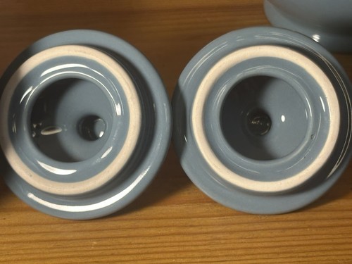 Mason Cash - Inghilterra Lotto 2 Mini Pentole Ceramica Blu 4” Cucina Barattolo con Coperchio Lucido - Foto 4 di 7