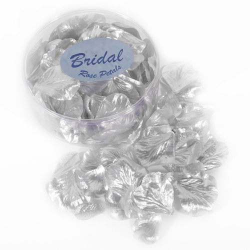 Rose Petals silk wedding table confetti Metallic Silver