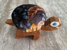 Vintage Handmade Wooden Turtle Pin Cushion Sewing Woodworking