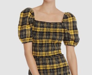 yellow plaid blouse