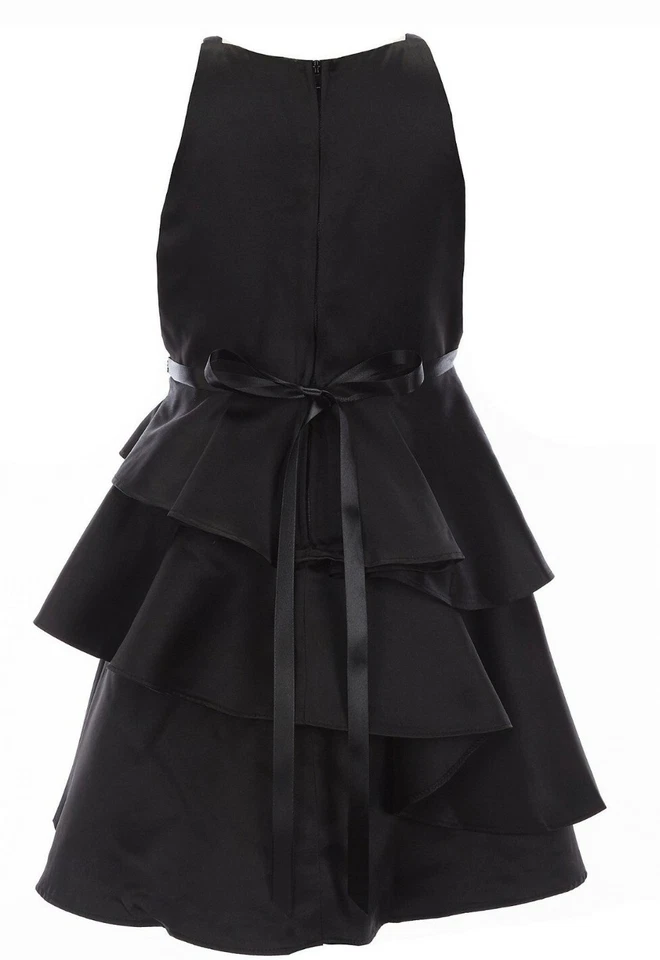 Vestido Fantasioso Asimétrico Satén en Niveles Ediciones Raras Niña Grande-Talla-12 14 16 Foto 3 de 4