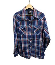 Vintage 80s Wrangler Pearl Snap Plaid Western Shirt XL