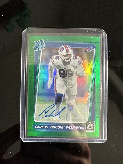 🔥 Carlos Boogie Basham Rookie Optic Green Autogramm /5