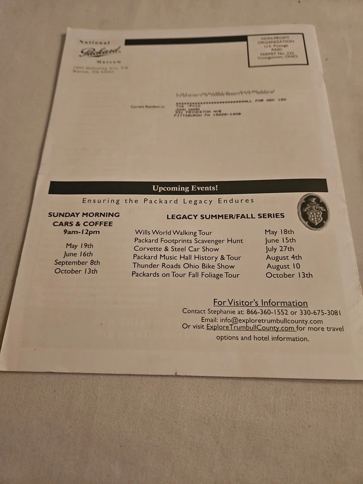 Boletín "Time Machine" de invierno/primavera 2019 - Museo Nacional Packard, Warren, Ohio Foto 4 de 4