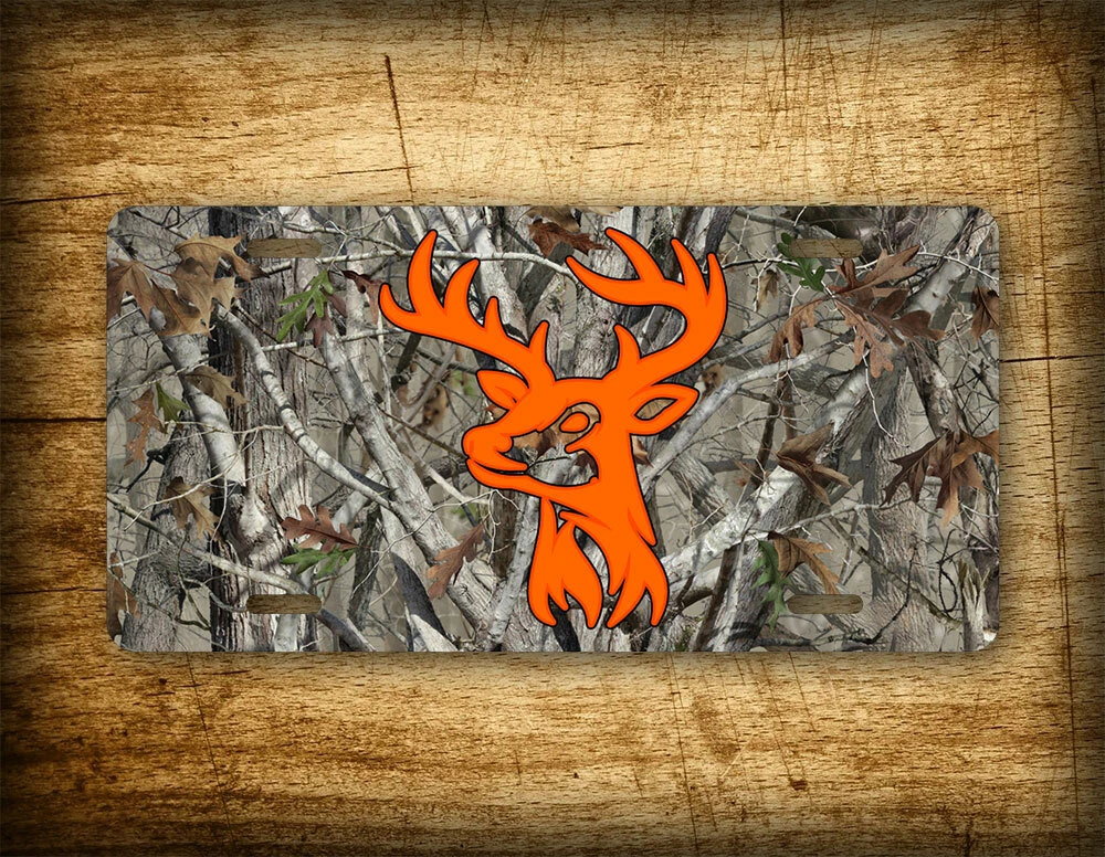Camo Deer Head License Plate Hunting Buck Doe Browning Hunter Silhouette  Tag | eBay