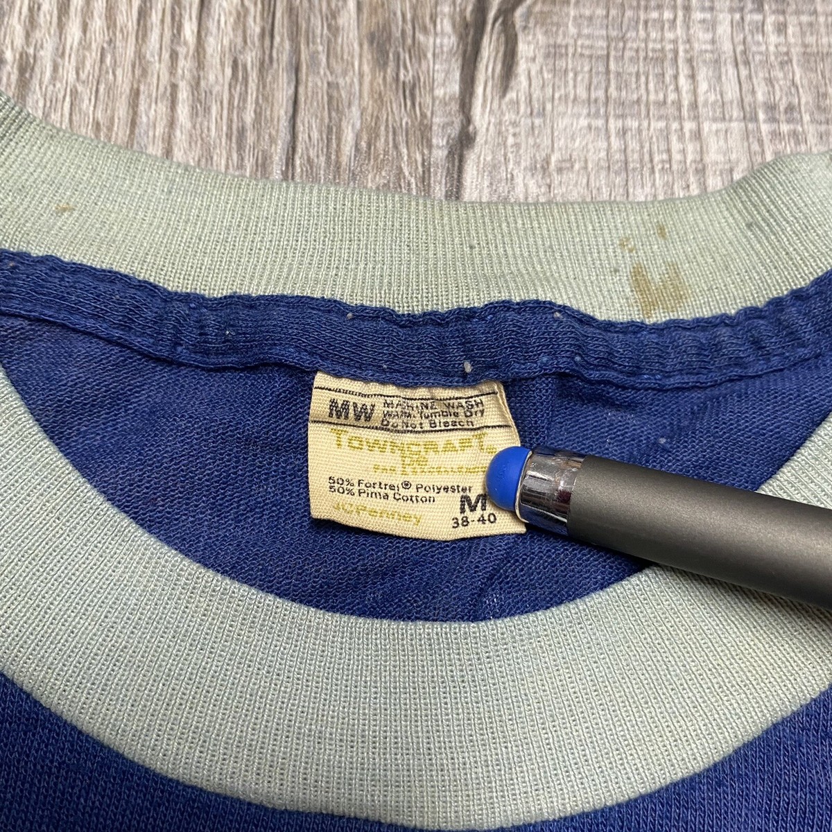 Vintage 60s 70s JCPenney Towncraft 50/50 Faded Blank Blue