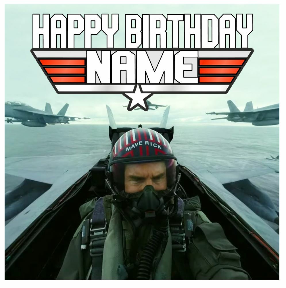 Top Gun Maverick Edible Cake Topper Personalised Round Square