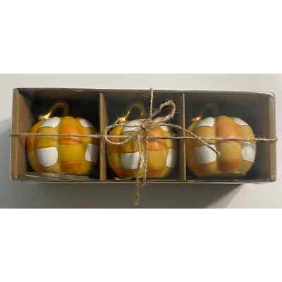 Autumn Painted Gold Stem Resin Decor Pumpkins 