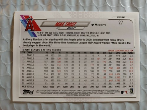 Topps 2021 Los Angeles Angels Mike Trout - Imagen 2 de 2