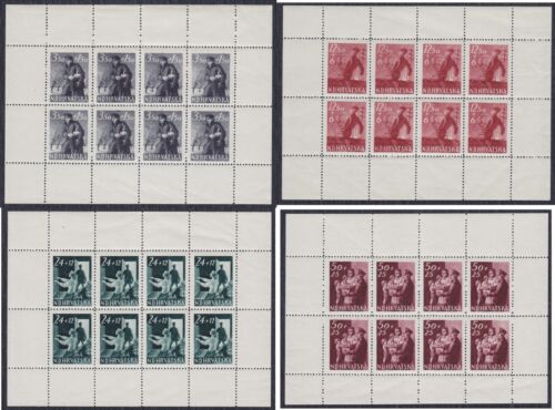 Croatia NDH 1945 Postal workers, Sheet, Michel 173-176, MNH