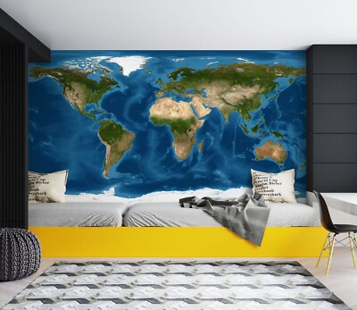 3D Earth World Map K7865 Wallpaper Mural Self-adhesive Removable Sticker Luna