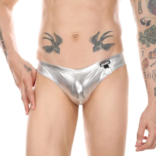 Herren Wetlook Slip Tanga G String Sexy Kunstleder Unterwäsche T-Back Höschen - - Bild 9 von 23