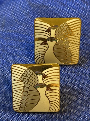 Vintage Laurel Burch Moon Doves Earrings