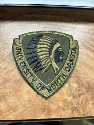 University North Dakota Patch Rare Vtg 80s Logo Sioux Subdued ROTC Iron On 3  ND