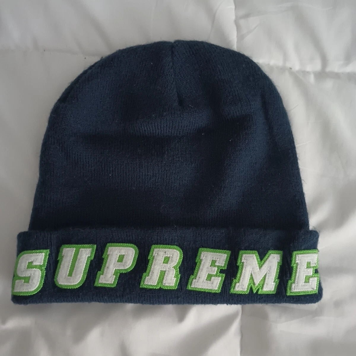 Bonnet Supreme Beanie Hat Seattle Seahawks couleur façon brodée patch lettres
