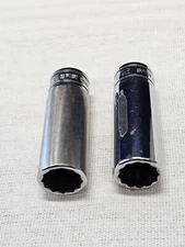 2 Snap-on 1/2" Standard Deep Well Socket Sae 12 Point 3/8" Drive SF161 USA