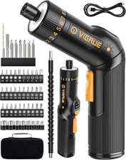 VIGRUE Cordless Screwdriver Set, Rechargeable 8V Electric Screwdriver with 47 Ac