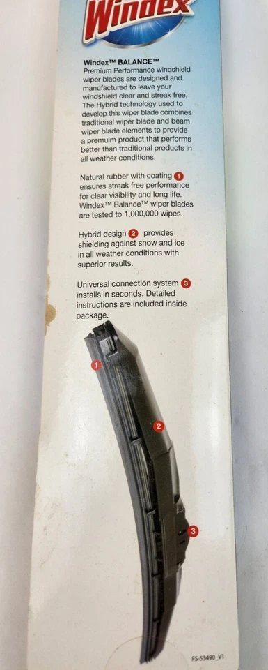 Windex Balance Premium Performance Wiper Blade 18" 457mm WDXH18 Front Windshield - Image 4 of 4