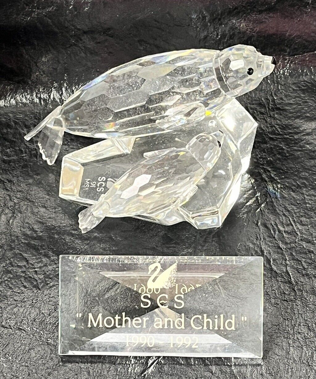 Swarovski Crystal Seals SCS 1991 Annual Edition SAME ME Mom Baby On Iceberg Box