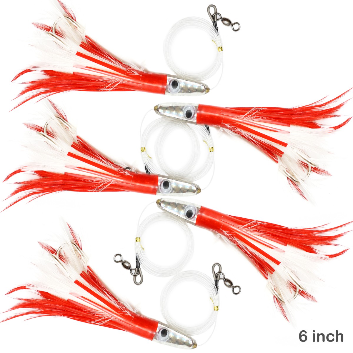 5pcs inch Tuna Feather Jet Rigged Fishing Big Game Trolling