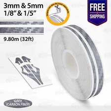 CARBON FIBER GRAY 1/8" & 1/5" Roll Vinyl Pinstriping Stripe Double Line Sticker