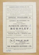 PLYMOUTH ARGYLE v BURNLEY 1946/1947 *Good Condition Football Programme*
