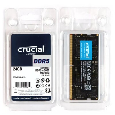crucial　ノートPC用　24GB　DDR5-5600　SODIMM New Crucial 24GB DDR5 5600MHZ PC5-44800 Laptop SODIMM Memory Ram