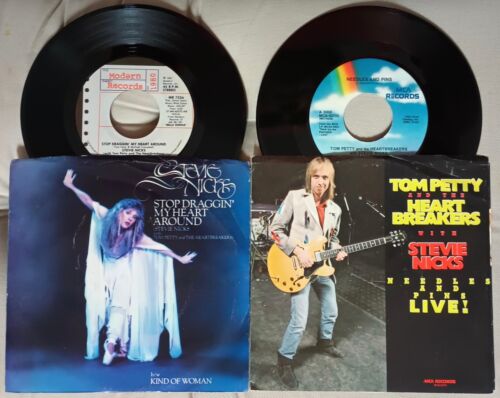 TOM PETTY & STEVIE NICKS 2 45s & PICTURE SLEEVES- Needles & Pins, Stop DragginMy