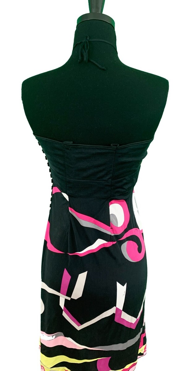 Emilio Pucci Womens Dress Multicolored Pattern Silk Halter Size 44  