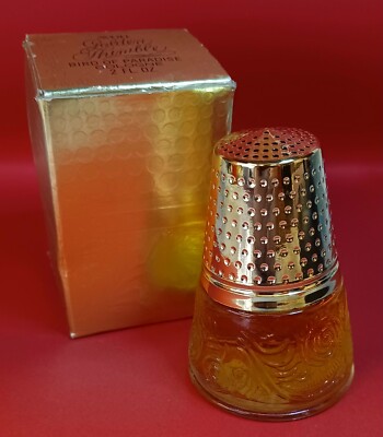 Avon Vintage Gold Thimble Bird Of Paradise Cologne 2 Fl. Oz. Full Bottle In Box