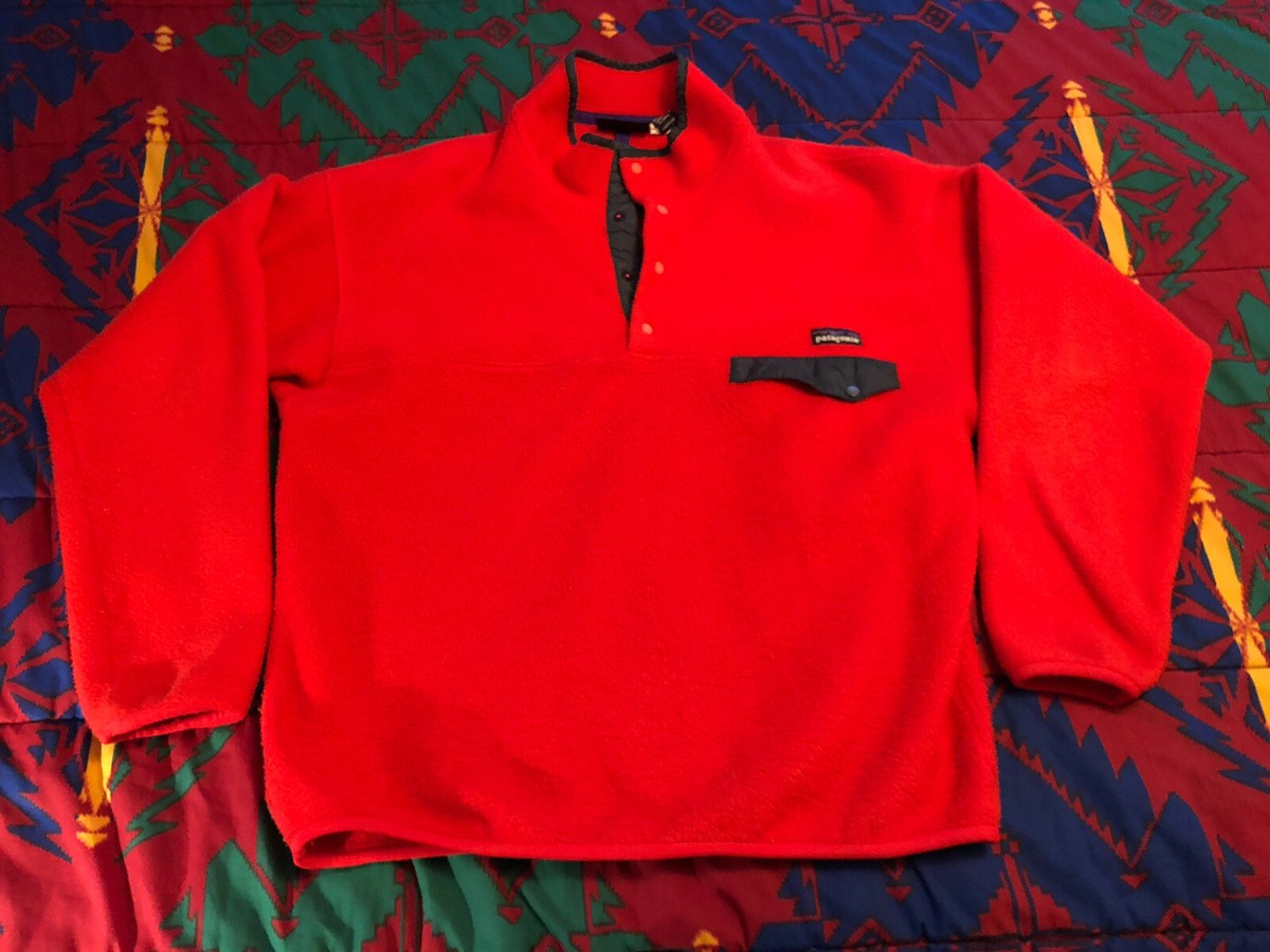 Vintage 90s Patagonia Synchilla Pullover Mens L Red T Snap Fleece  